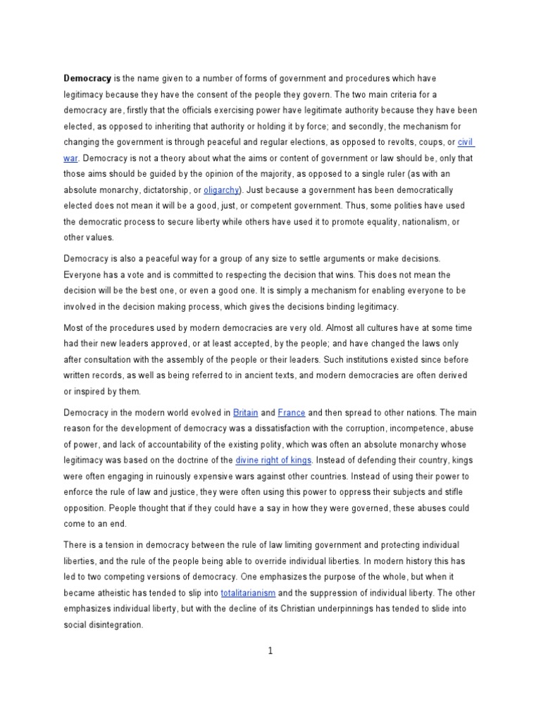 Democracy: Principles and History | PDF | Democracy | Political Ideologies