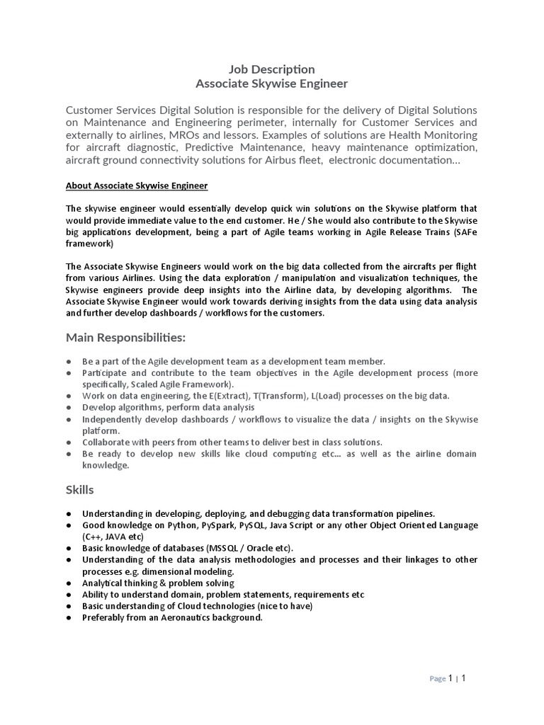 JD Associate Skywise Engineer | PDF | Big Data | Agile Software Development