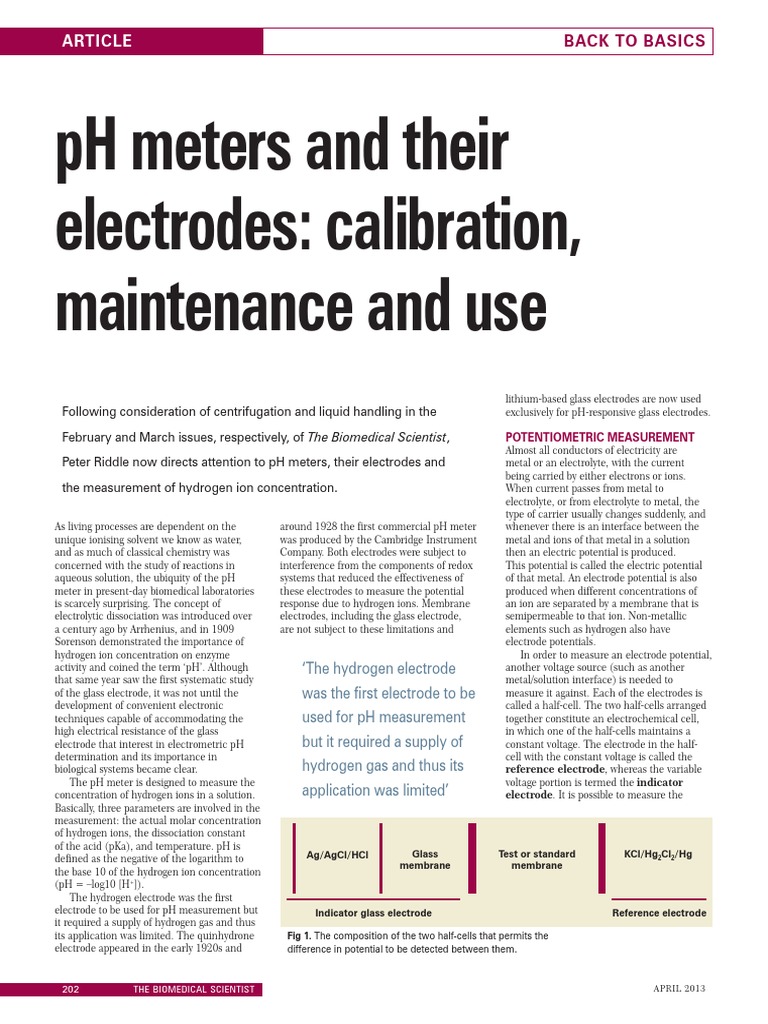 PH Meters and Their Electrodes: Calibration, Maintenance and Use | PDF ...