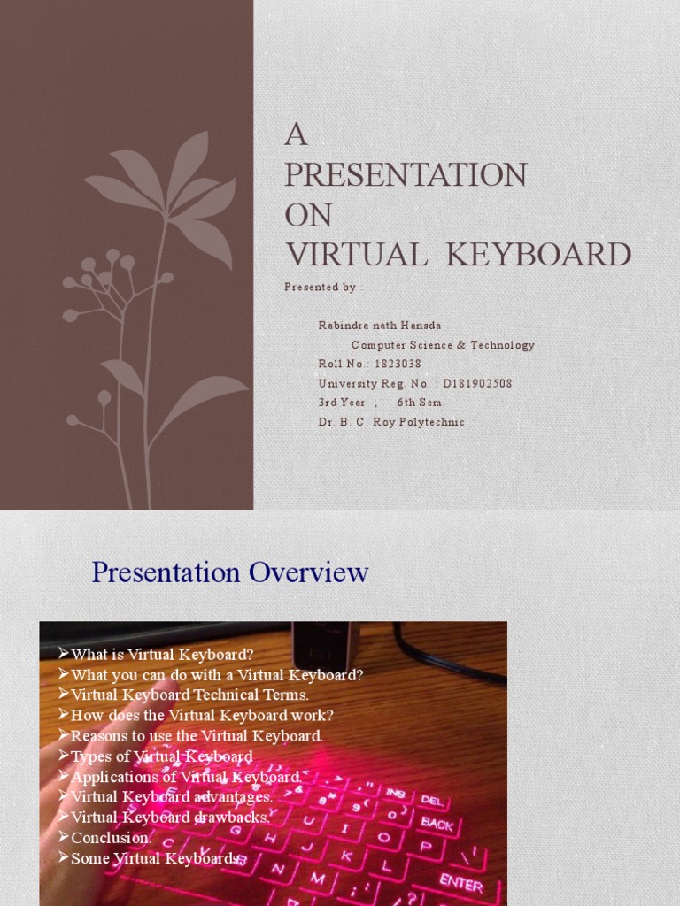 VIRTUAL KEYBOARD Presentation | PDF | Personal Digital Assistant | Infrared
