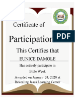Bible Week Certificate