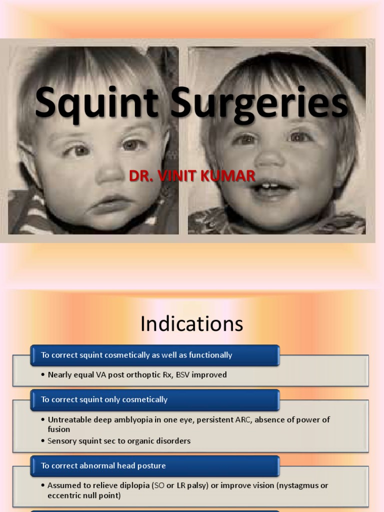 Squint Surgeries: Dr. Vinit Kumar | PDF | Medical Specialties | Human Eye