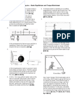 Honors Physics – Static Equilibrium and Torque Worksheet