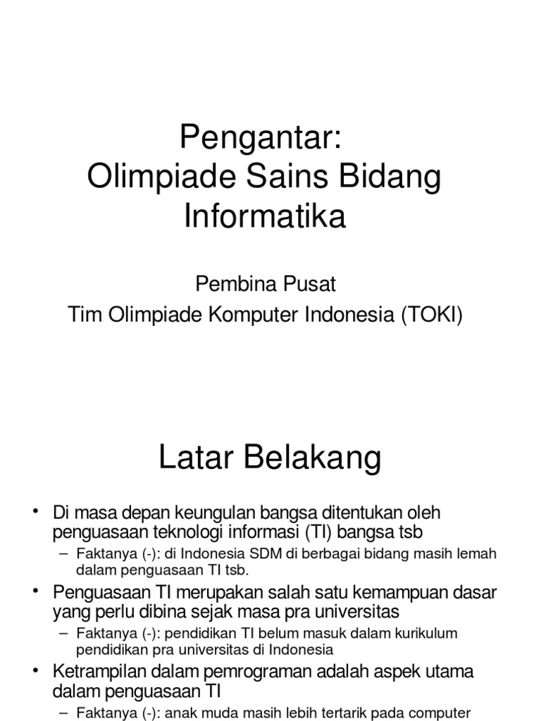 Penjelasan Umum Olimpiade Informatika Indonesia Pdf