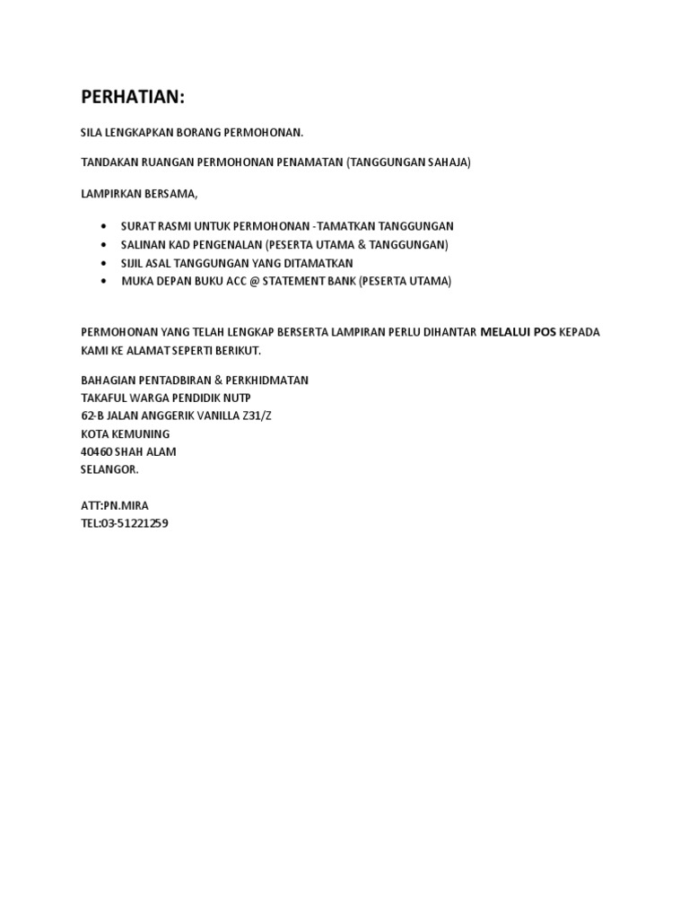 Memo Pembatalan Tanggungan Pdf