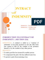 Contract OF Indemnity: Submitted To:-Harshita Thalwal Submitted By: - Kawaljeet Kaur (20BAL5003)