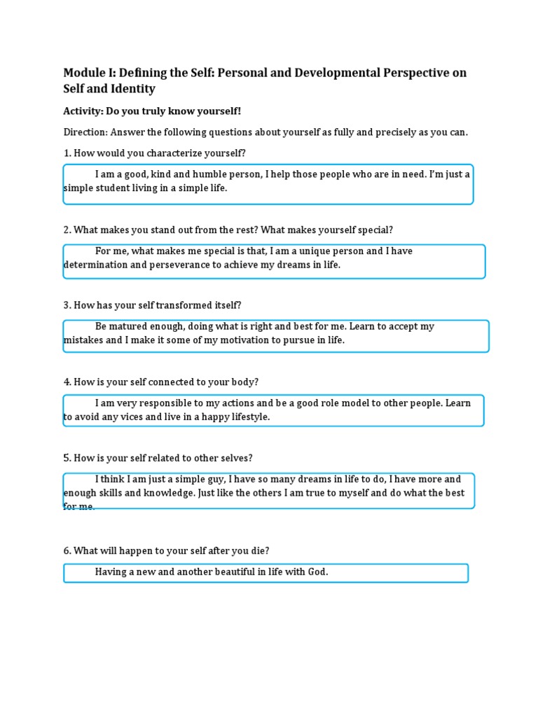Module 1 - UTS | PDF | Self | Philippines