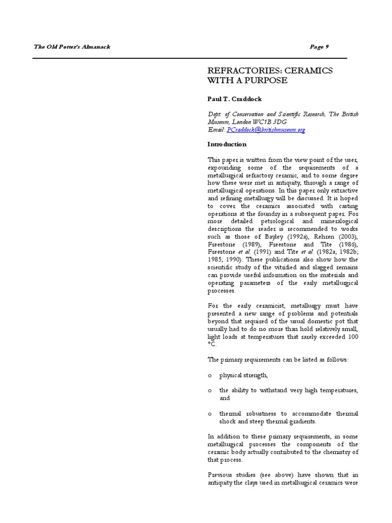 Refractories Ceramics With A Purpose The Old Potter's Almanack PDF