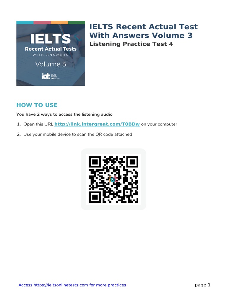 IELTS Listening Test Volume 3 Answers | PDF