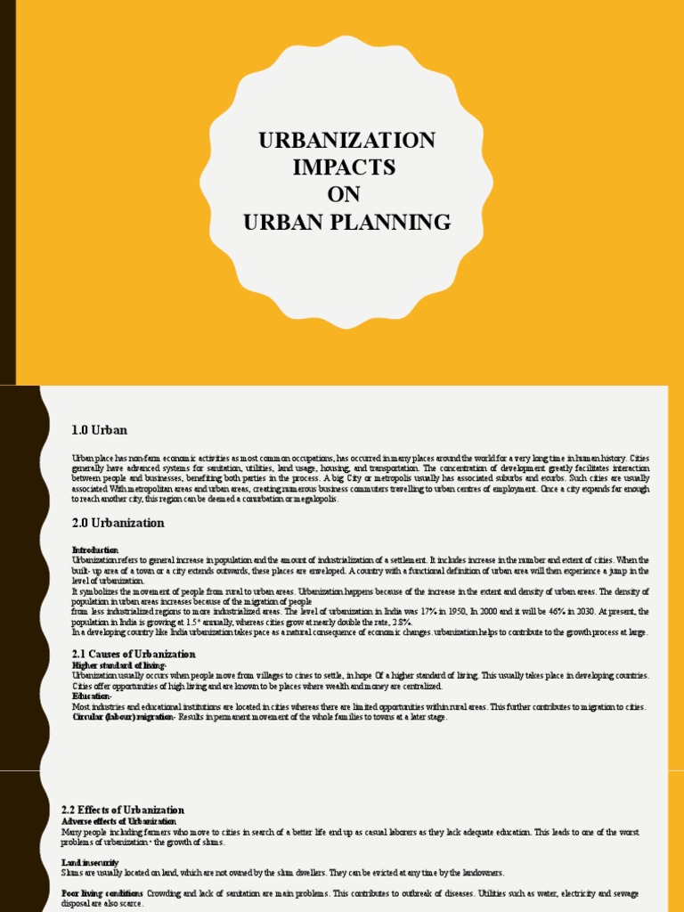 Urbanization's Impact on City Planning | PDF | Urbanization | Slum