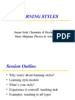 Learning Styles: Susan Groh, Chemistry & Biochemistry Harry Shipman, Physics & Astronomy