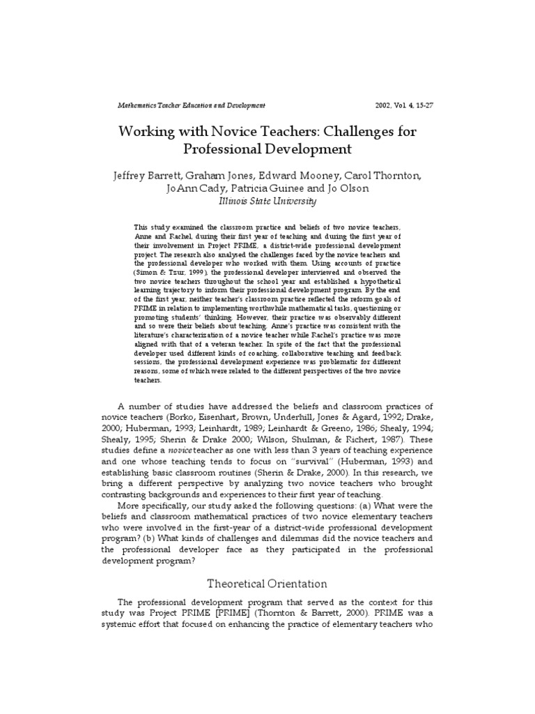 Novice Teachers' Challenges in Development | PDF | Teachers | Learning