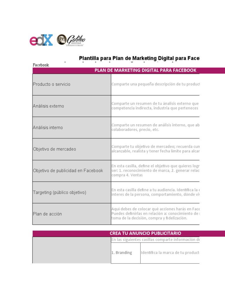 Plan de Marketing Digital en Facebook | PDF | Marketing | Publicidad