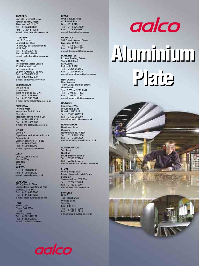 Aalco Aluminium Plate PDF Industrial Processes Metals