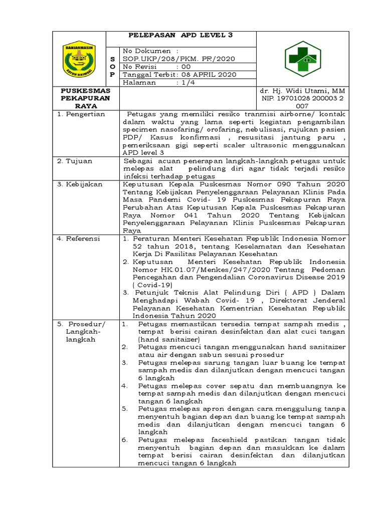 Prosedur Melepas APD Level 3 | PDF