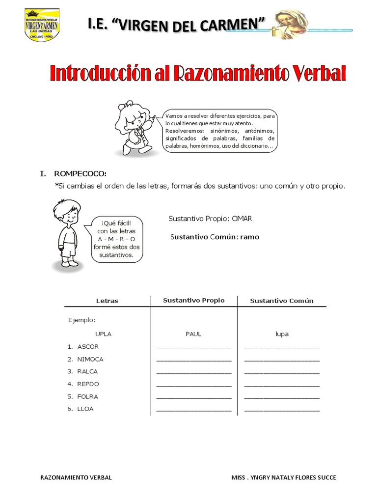 Ejercicios de Razonamiento Verbal | PDF | Artes del Lenguaje y Comunicación