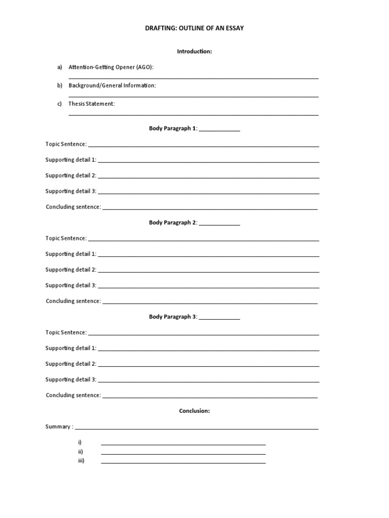 Essay Draft Outline Template | PDF | Writing