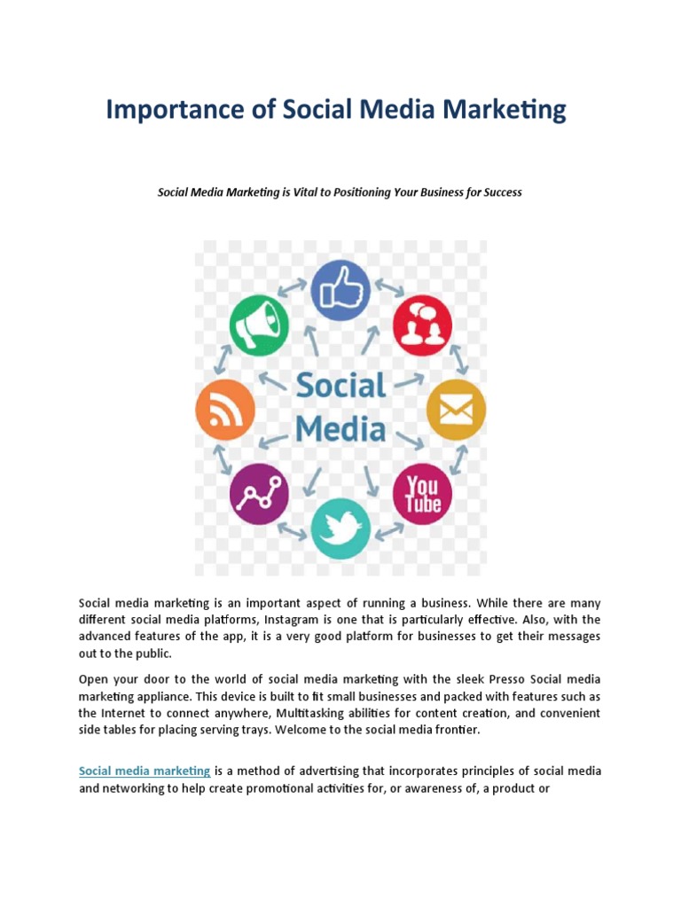 Importance of Social Media Marketing | PDF | Social Media Marketing ...