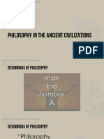 Philosophy in The Ancient Civilizations (With Co's What Is To Philosophize)