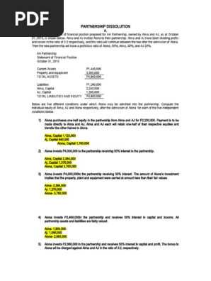 PROBLEMS IN PARTNERSHIP DISSOLUTION answers