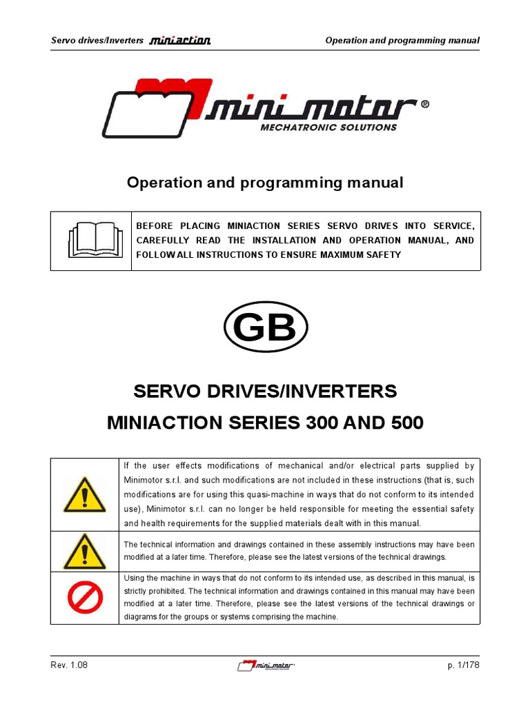Servo Drives/Inverters Miniaction Series 300 and 500 Operation and