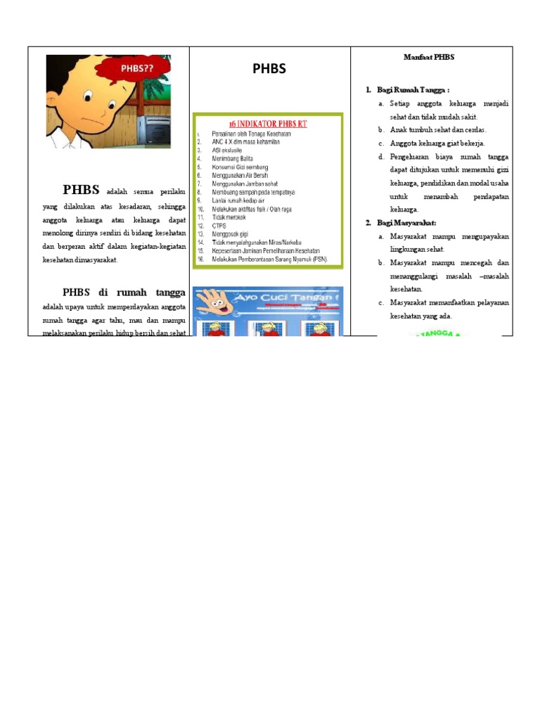 Leaflet PHBS untuk Kesehatan Masyarakat | PDF