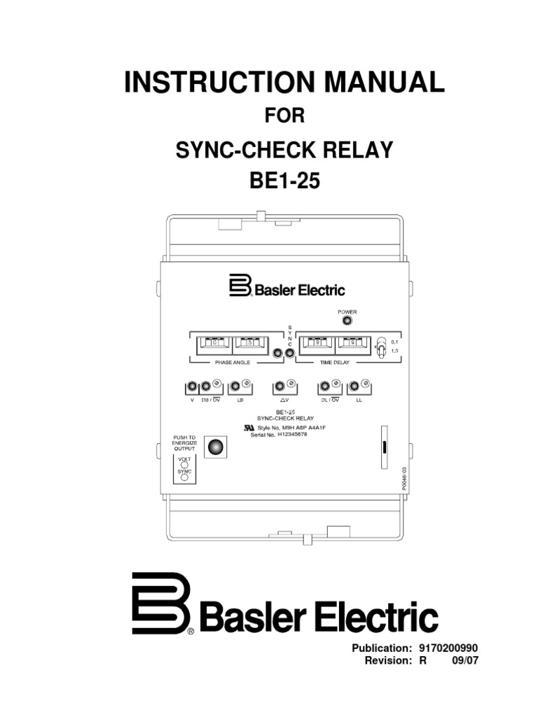 Instruction Manual SyncCheck Relay BE125 PDF Relay Power Supply