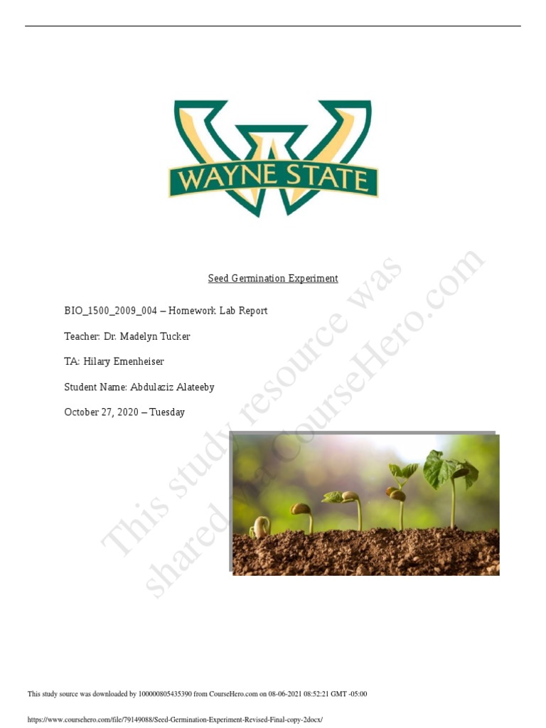 Seed Germination Experiment Revised Final Copy 2 PDF Germination Seed