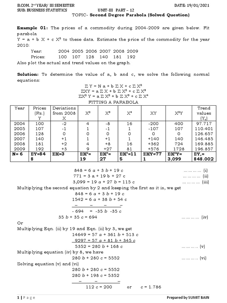Unit-2 Part 15 Solved Question Deviations Taken From Arithmetic Means ...