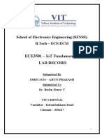 Ece3501 - Iot Fundamentals Lab Record: School of Electronics Engineering (Sense) B.Tech - Ece/Ecm