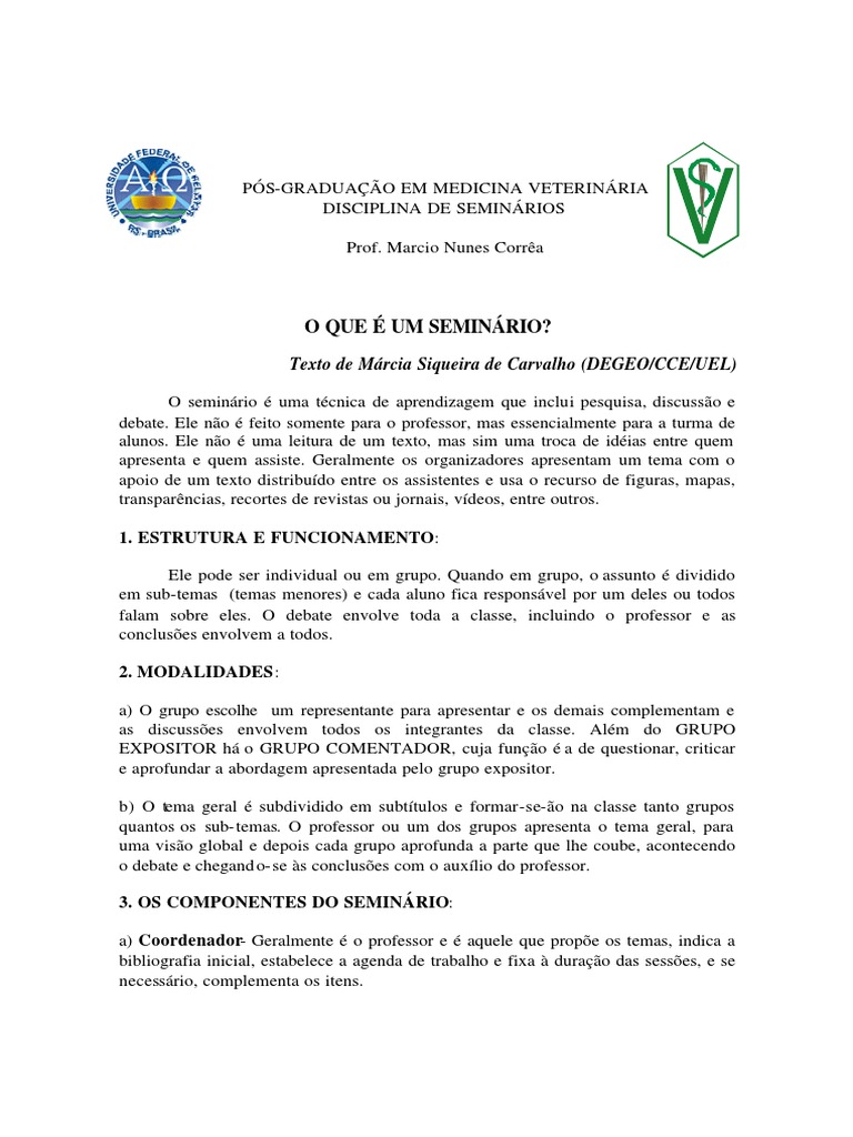 O Que e Um SEMINARIO | PDF