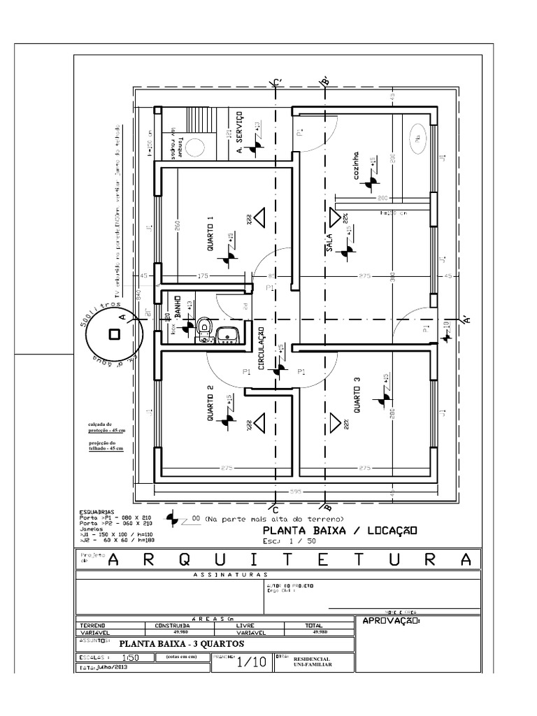 Planta Baixa Residencial 3 Quartos | PDF