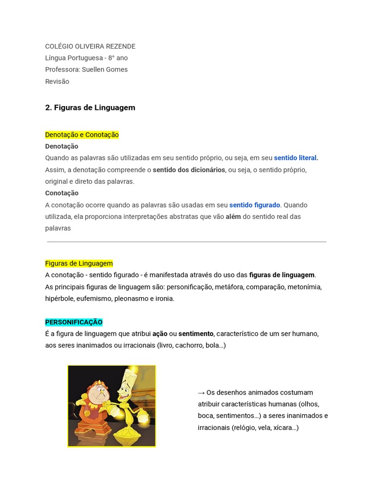 Figuras de Linguagem no 8° Ano | PDF | Metáfora