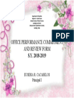 Office Performance Commitment and Review Form: Eusebia R. Cacabelos Principal I