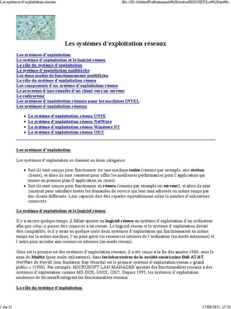 Systèmes d'exploitation réseau expliqués | PDF | Système d'exploitation ...