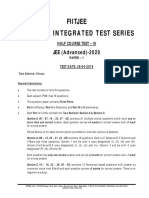 Aiits HCT III (Paper 1) PCM Jee (Advanced) 20