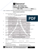 Subject: Mathematics Rank Booster Course (RBC) : Worksheet - 1 Time: 3 Hrs. Unit - 1