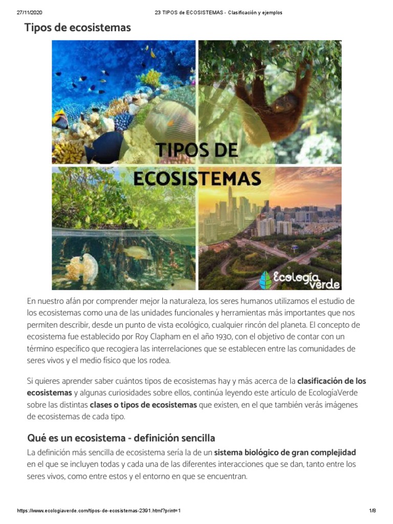 23 Tipos de Ecosistemas y Ejemplos | PDF | Ecosistema | Agua dulce