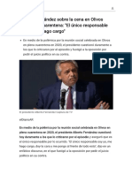 Alberto Fernández Sobre La Cena en Olivos Durante La Cuarentena - El Único Responsable Soy Yo, Me Hago Cargo - Modo de Lectura