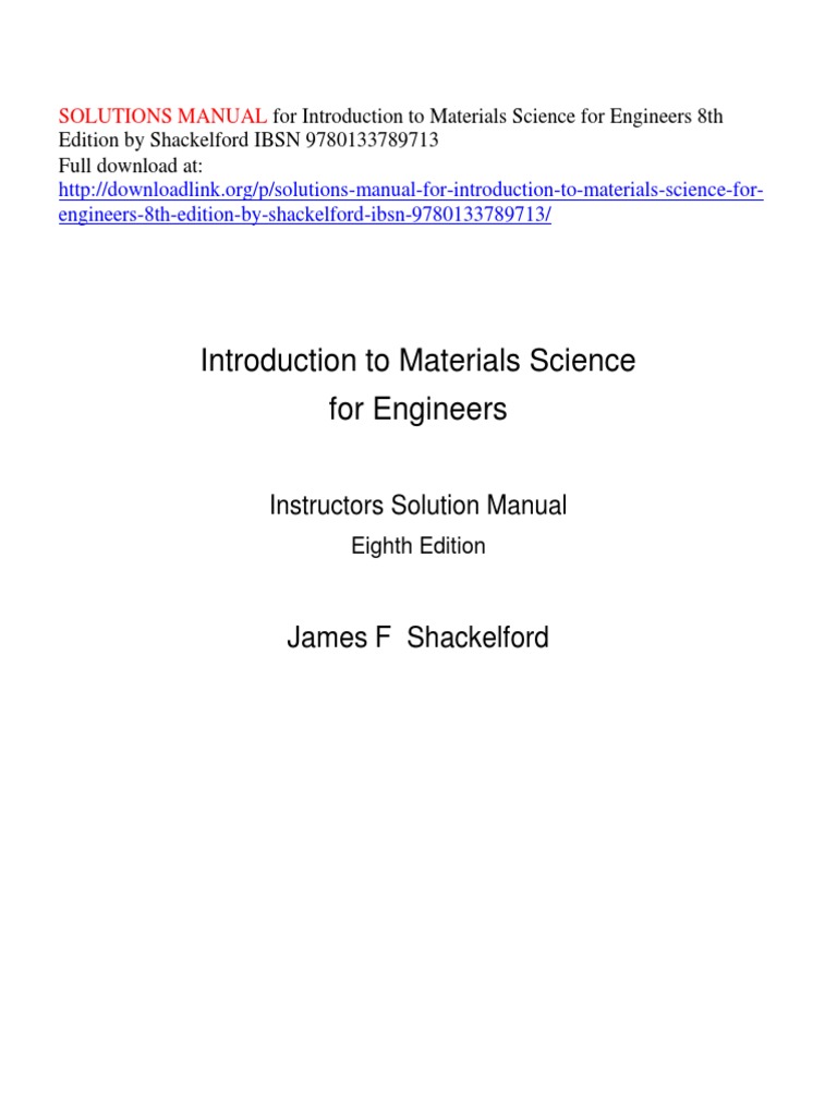 Introduction To Materials Science For Engineers: James F 