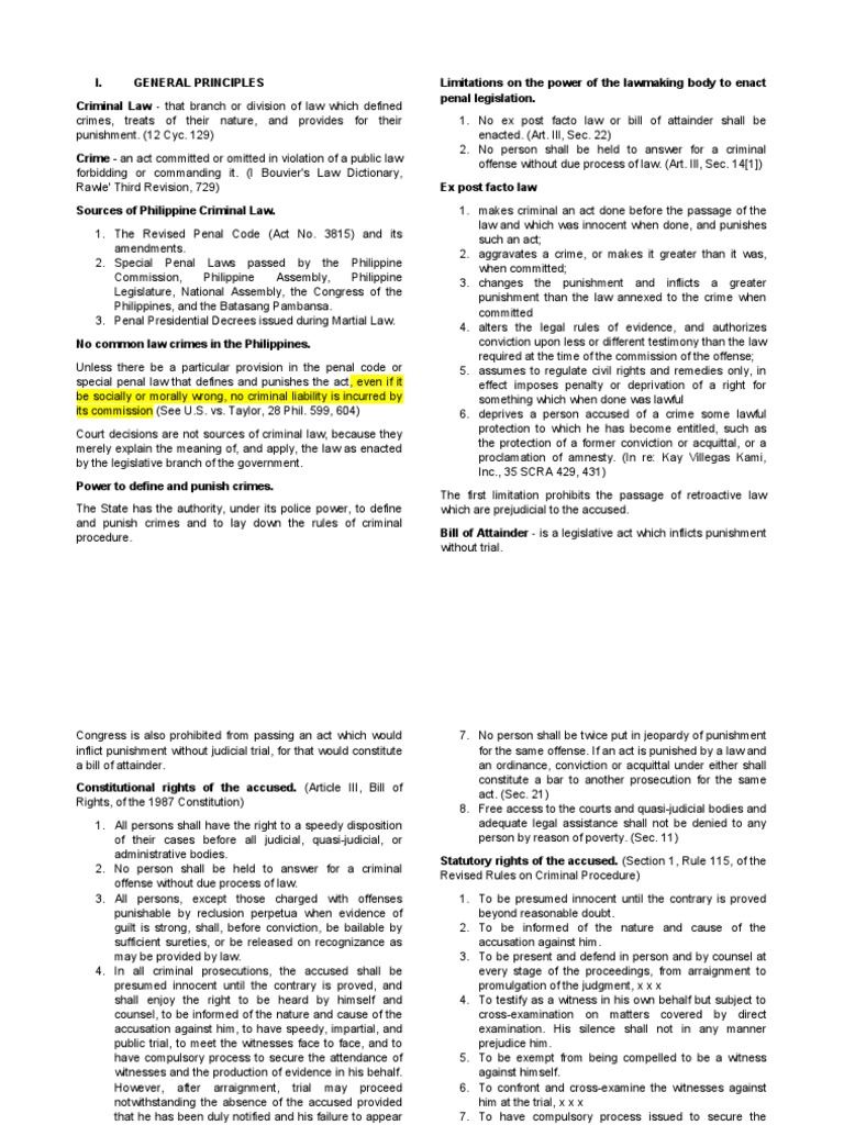 Overview of Philippine Criminal Law | PDF | Crime & Violence | Crimes