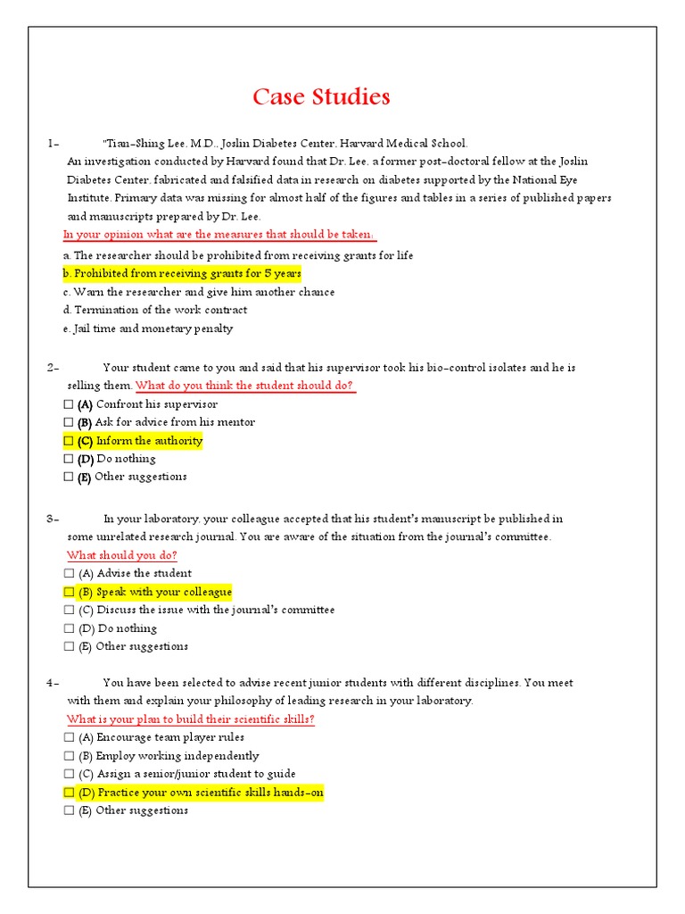 Research Misconduct Case Studies PDF
