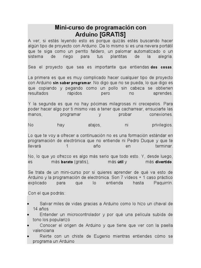 Mini-curso gratuito de Arduino | PDF | Arduino | Microcontrolador