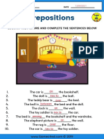 Prepositions: Look at The Picture and Complete The Sentences Below