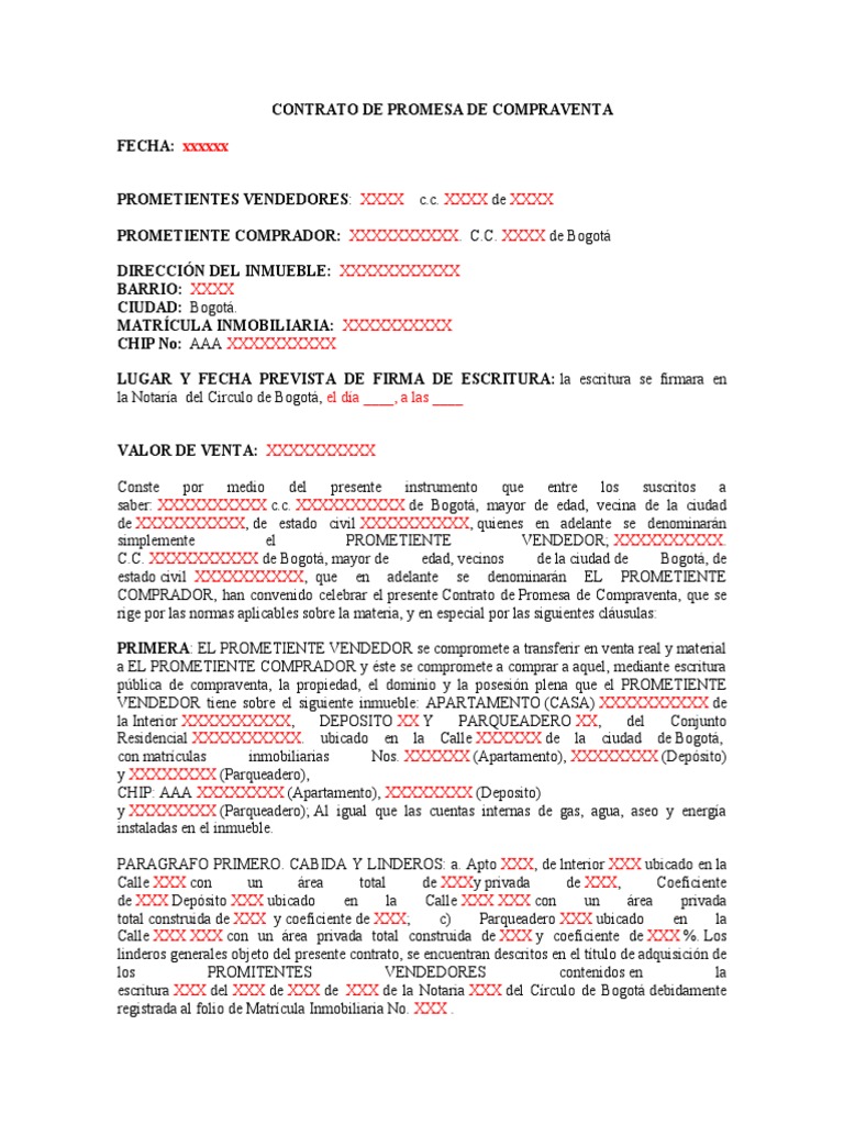 Contrato de Promesa de Compraventa | PDF | Derecho y economía | Justicia
