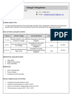 Mangal Nidagalakar B.com Resume