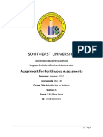Southeast University: Assignment For Continuous Assessments