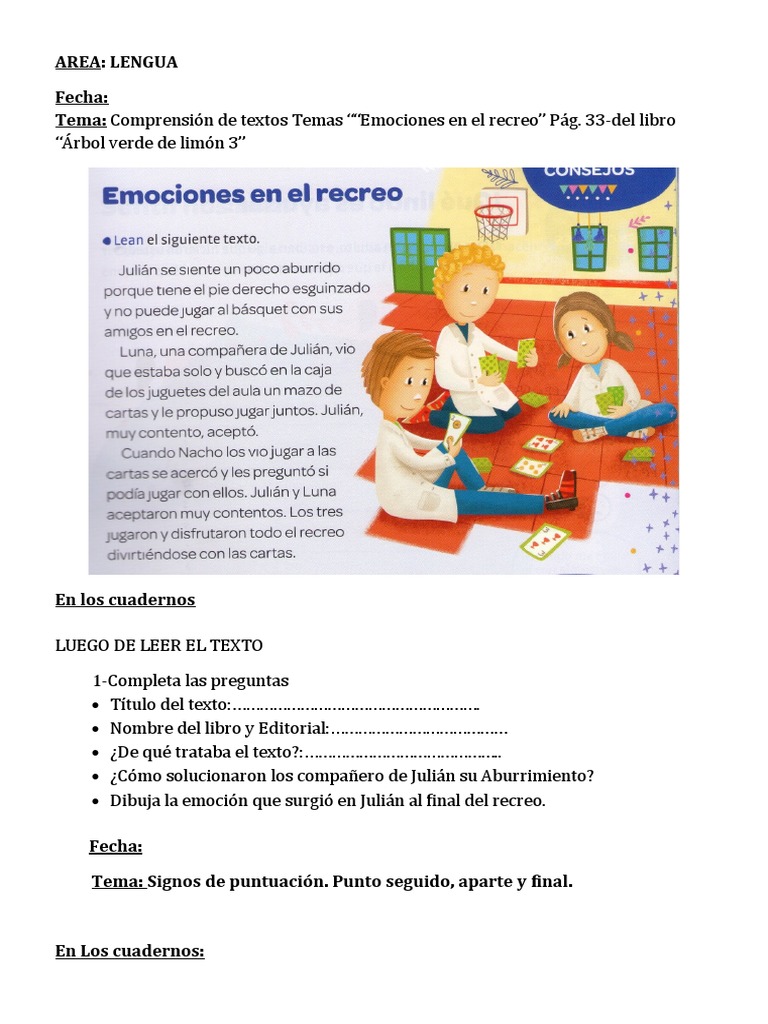 Actividades de Lengua para Tercer Grado | PDF | Artes del Lenguaje y ...
