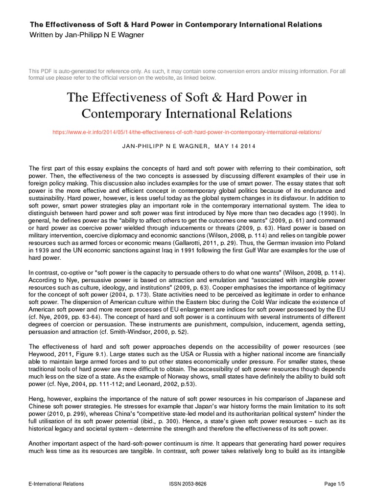 THE CONCEPT OF SOFT POWER IN INTERNATIONAL RELATIONS REFERS TO visual data 3