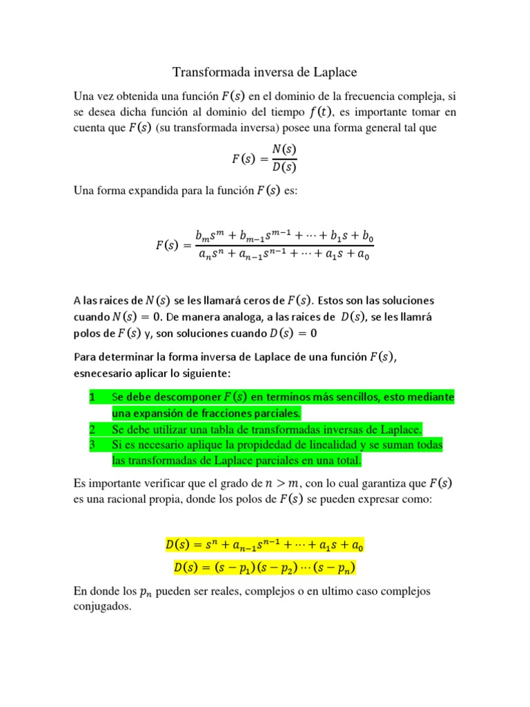 Transformada Inversa de Laplace | PDF | Matemáticas | Relaciones ...